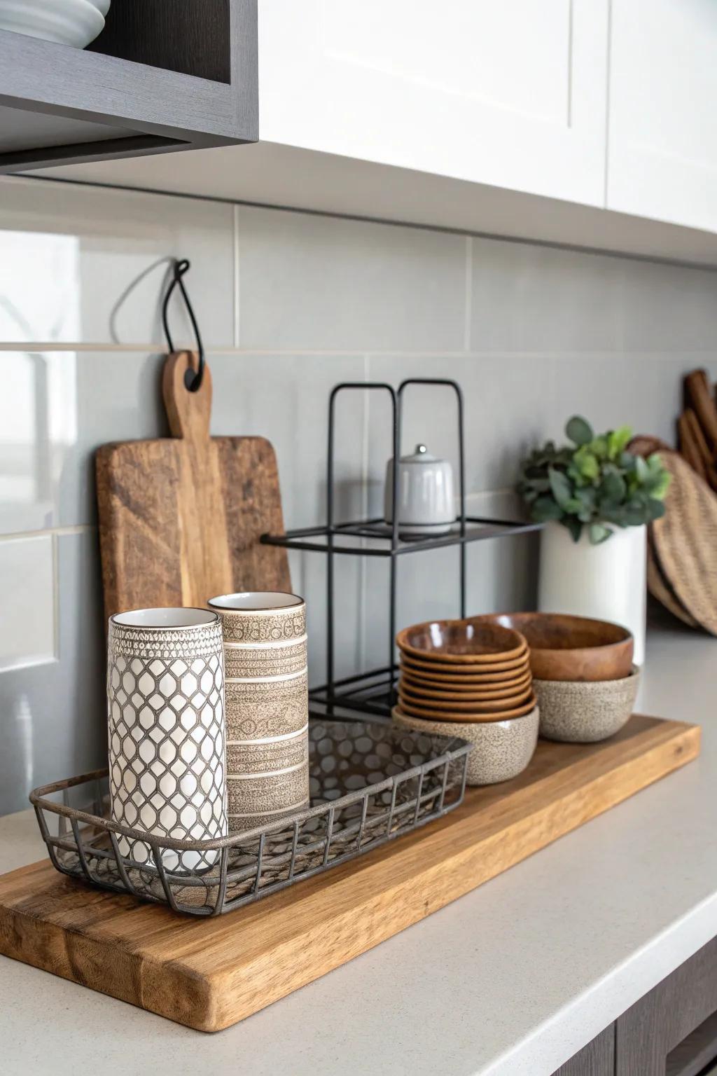 Mix elements for a contemporary grain plank showcase.