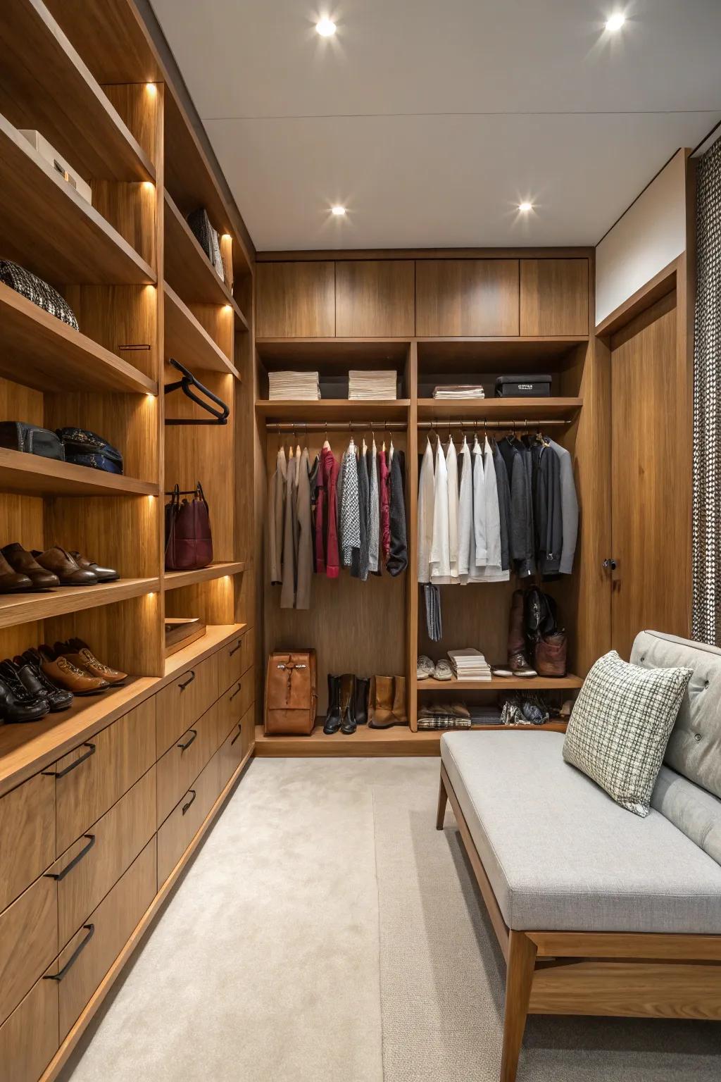 An enclosed closet evolves into a personal refuge.