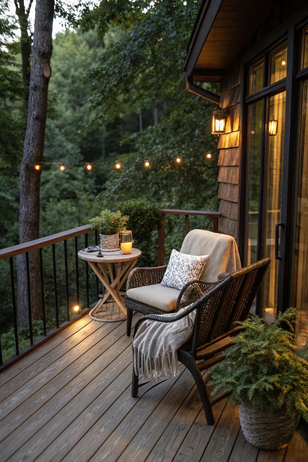 A deck's cozy corners make the perfect place for private reflection.
