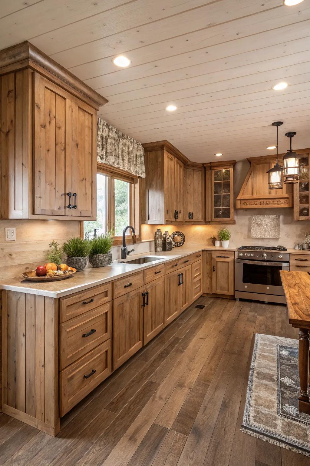 Original lumber panels bring the outdoors inside.