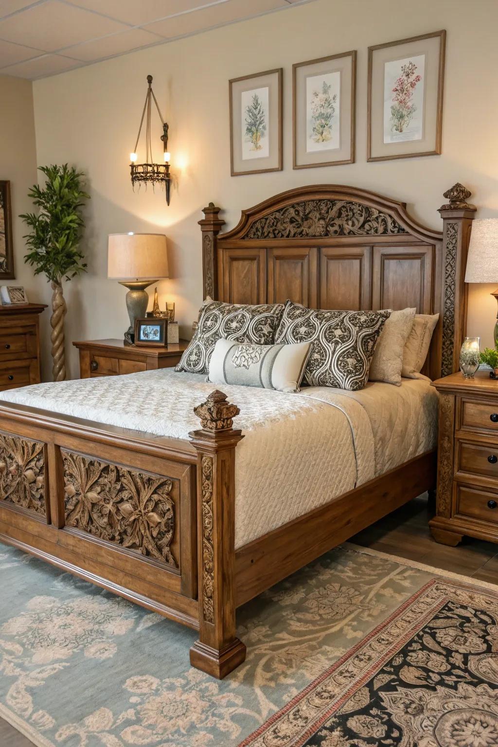 A statement headboard elevating the design of the bedroom.