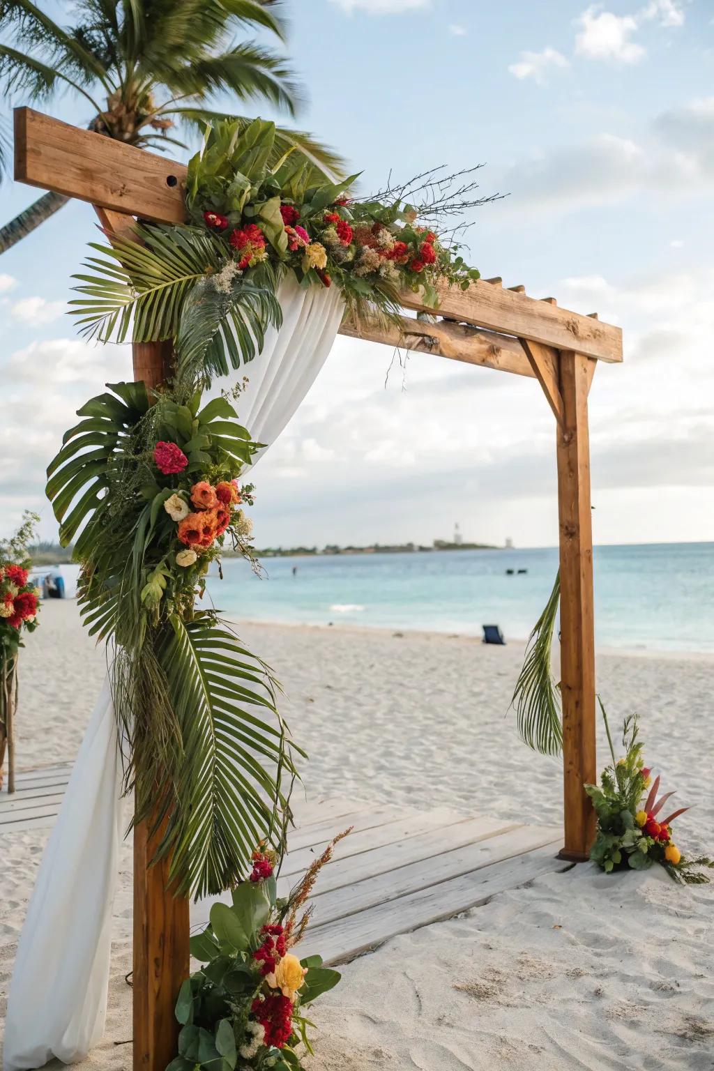 Tropical features convey a segment of paradise to your arch.