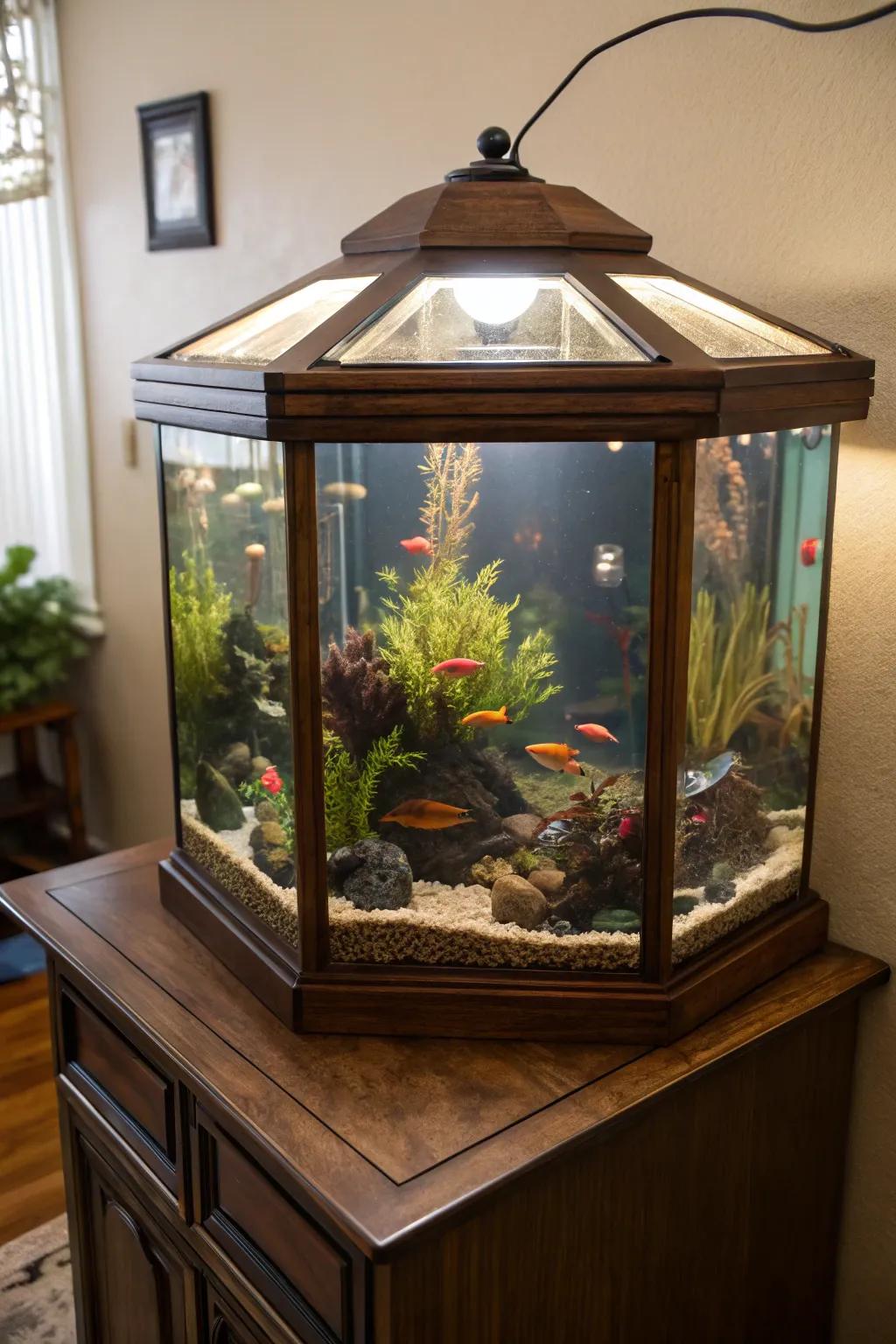 Personalize your aquarium using a hand-crafted aquarium lid.