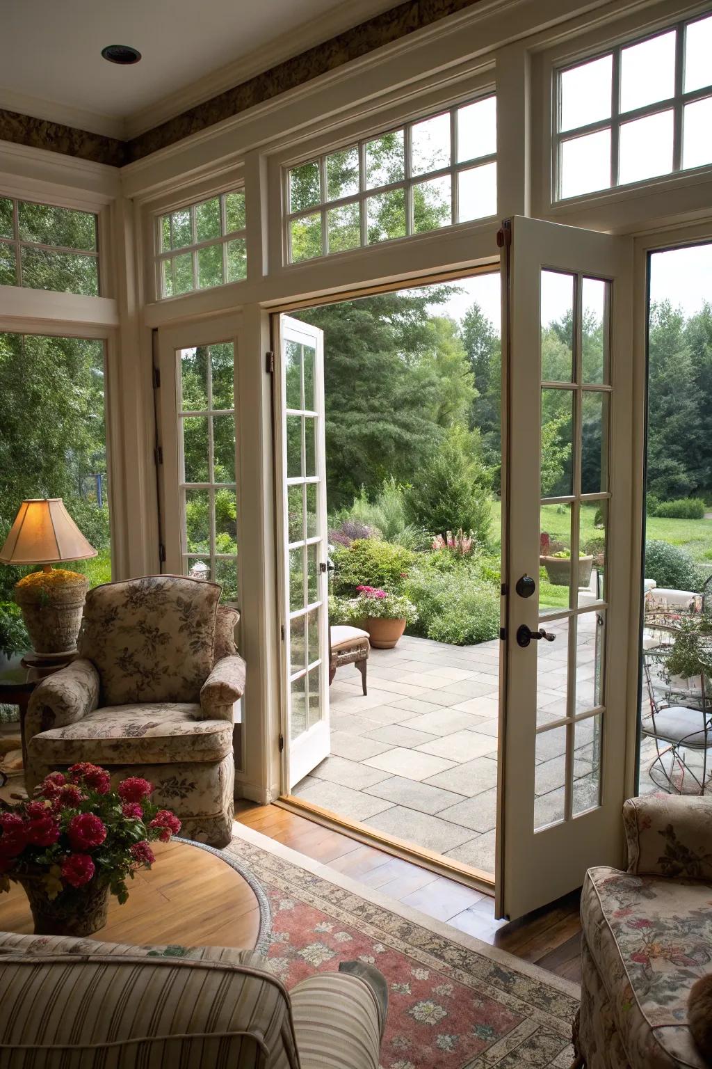 A fluid transition between indoor comfort and outdoor beauty.