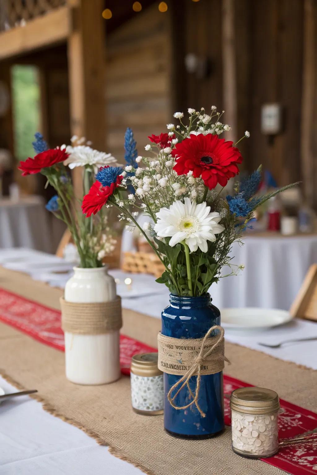 Vintage containers add a country charm to your holiday decor.