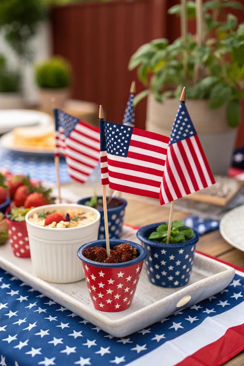 Tiny flags adding a patriotic flair