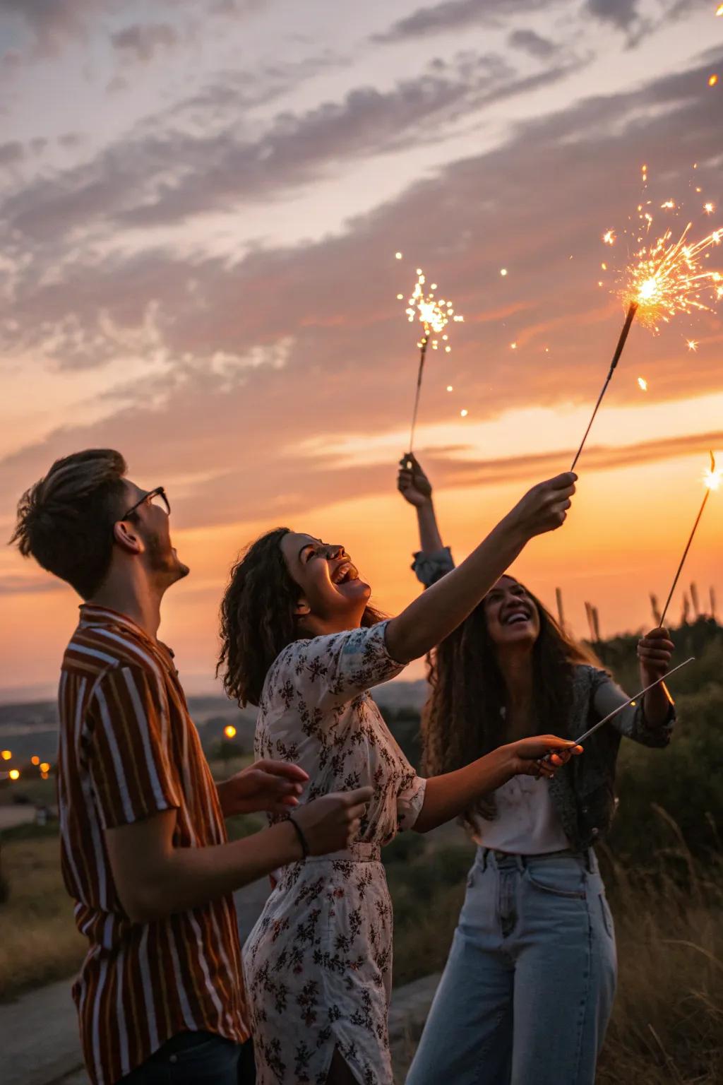 A sparkler celebration creates a magical end to your 4th of July picnic.
