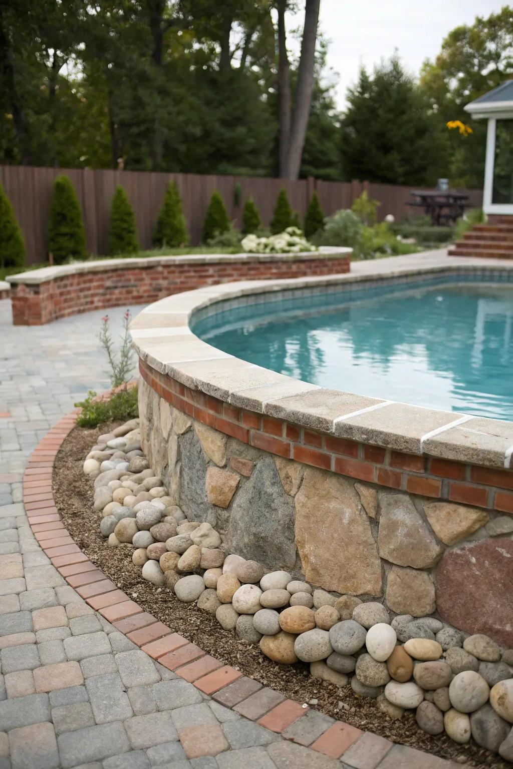 Rock and ceramic details evoke rustic charm.
