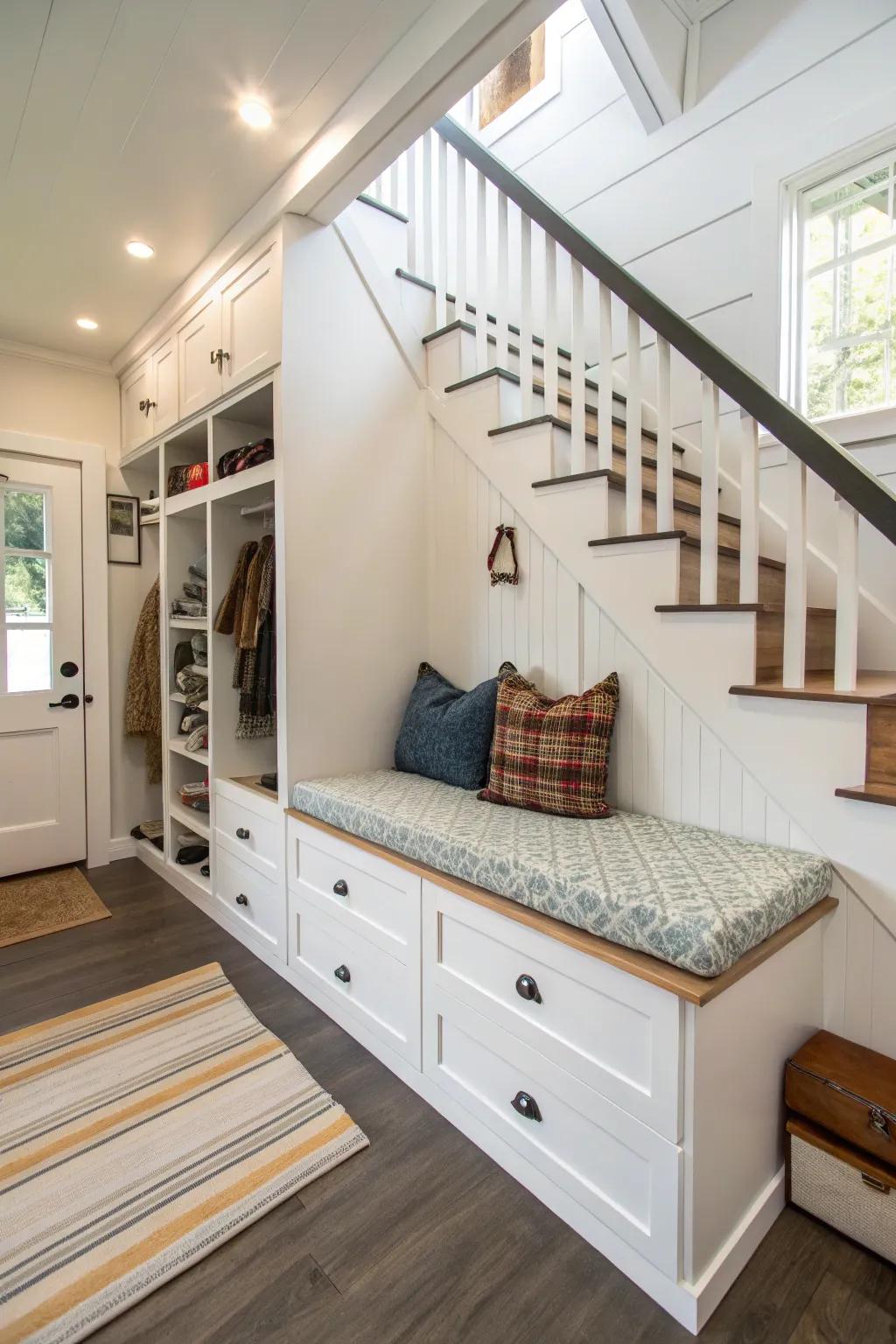 Concealed storage solutions maintain a sleek and organized ADU interior.