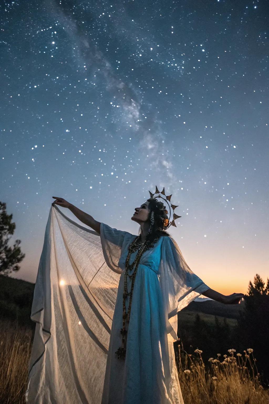 A deity beaming with heavenly charm.