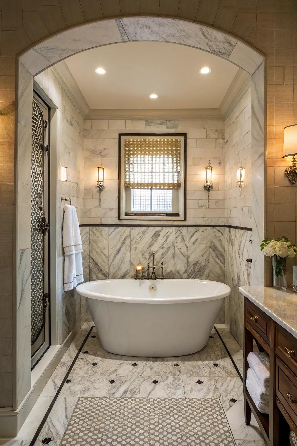 Feel luxury using a separate tub in your alcove.