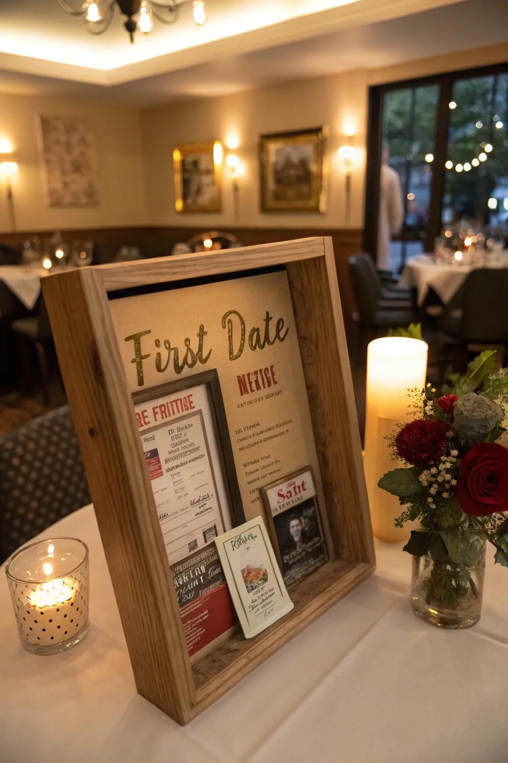Celebrate the start of your romance by displaying first date treasures.