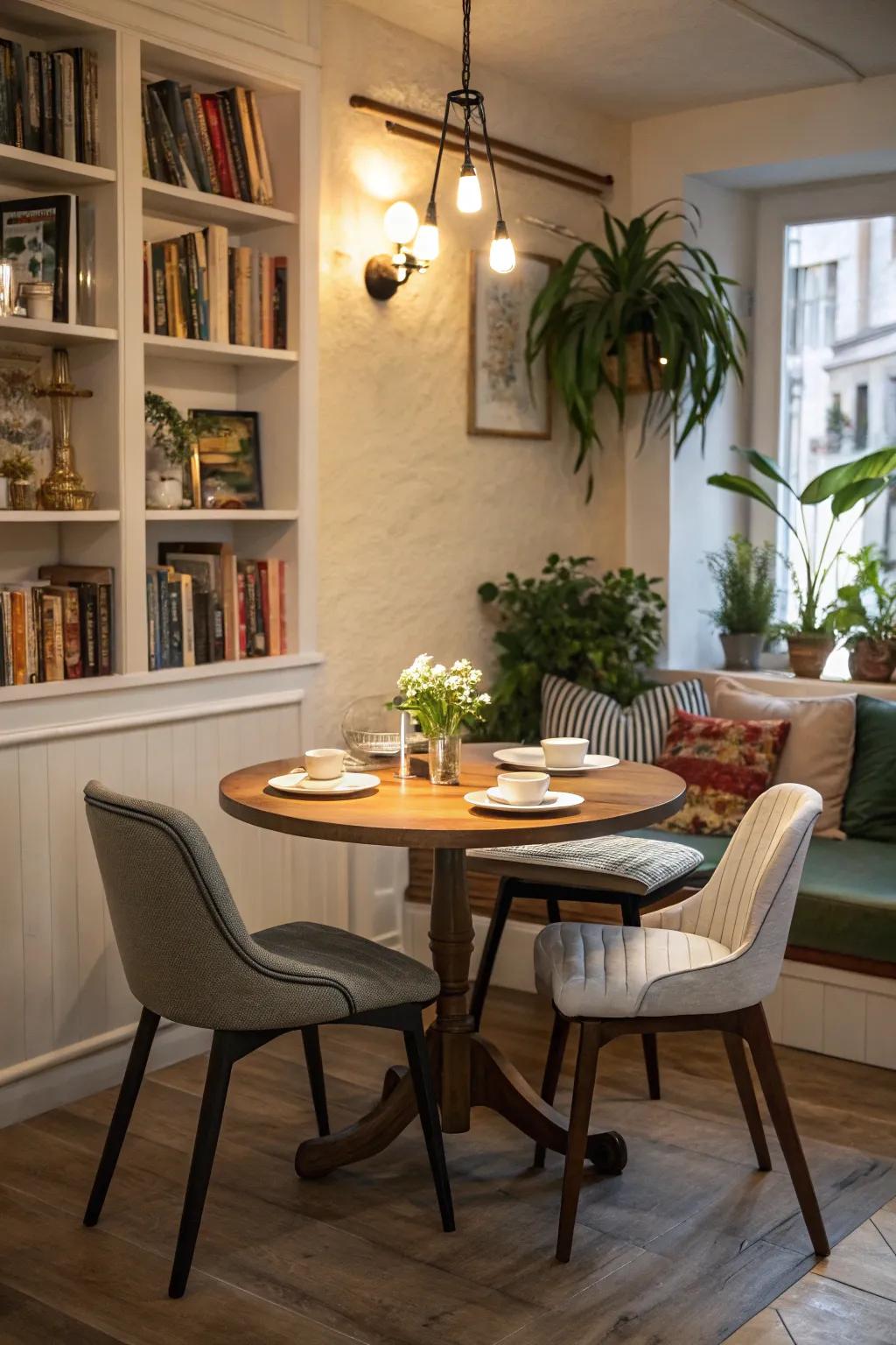 Round tables improve flow and flexibility.