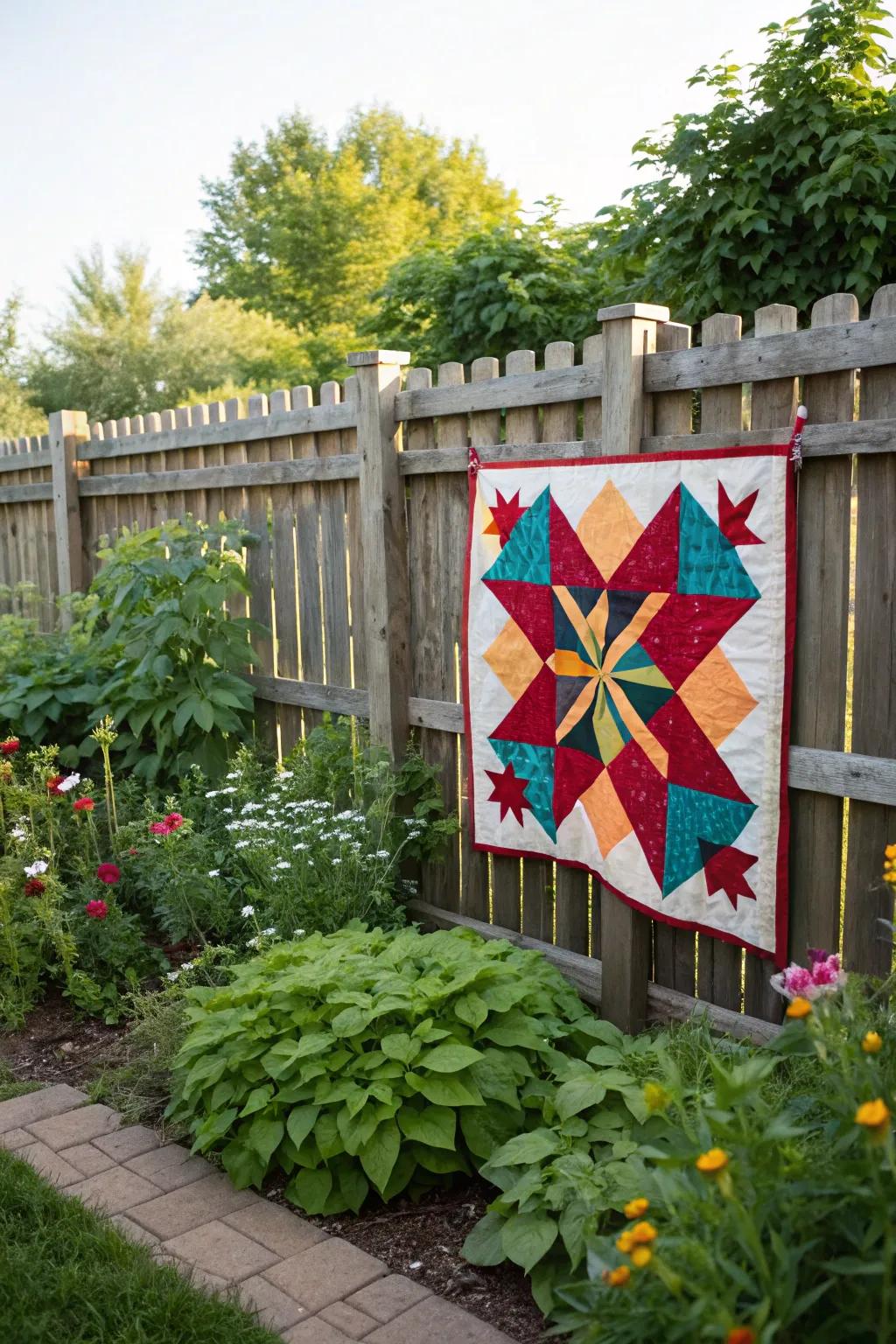 A vibrant exterior art panel that introduces charm and personality to any garden.