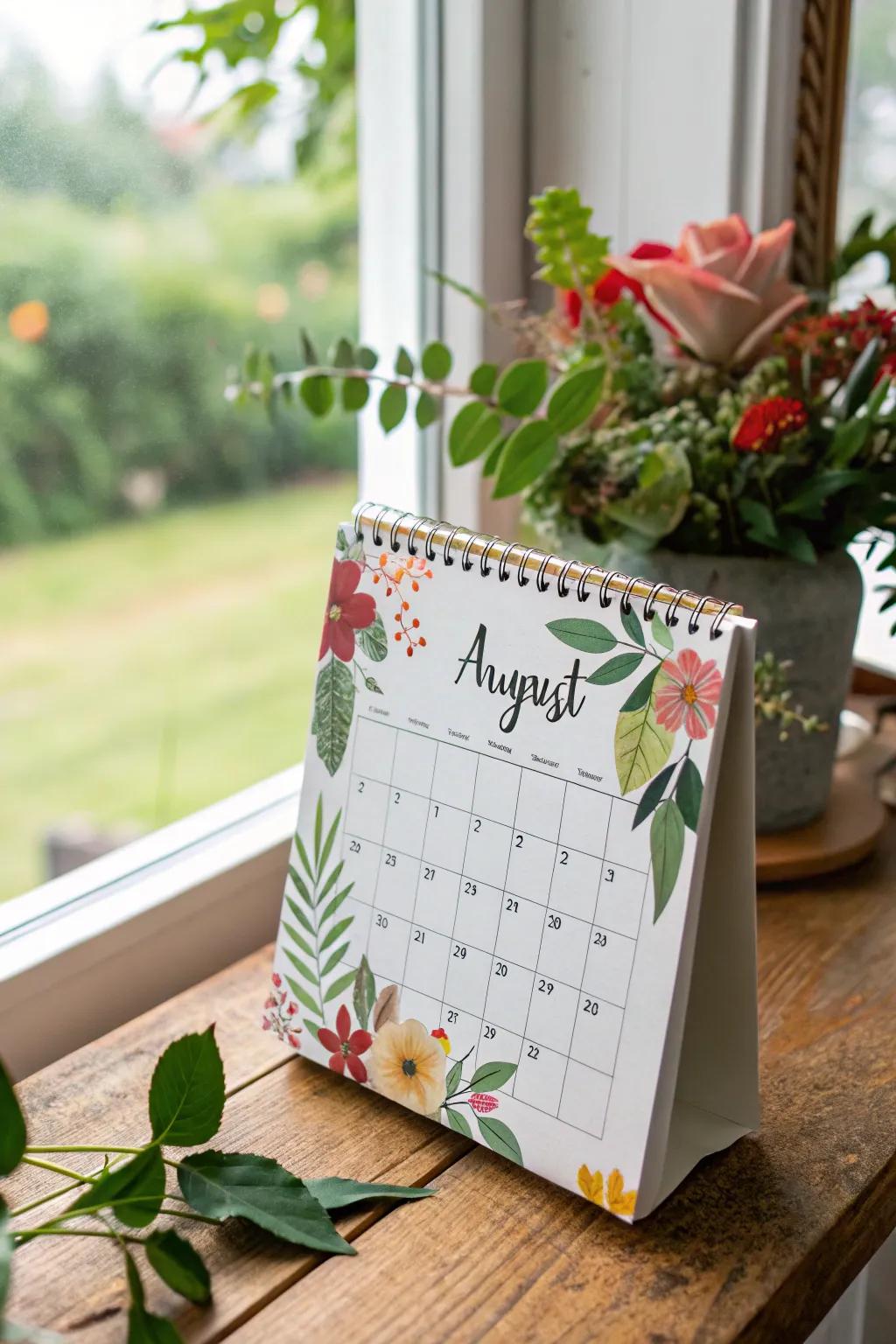 Enjoy the freshness of nature through organic calendar décor.