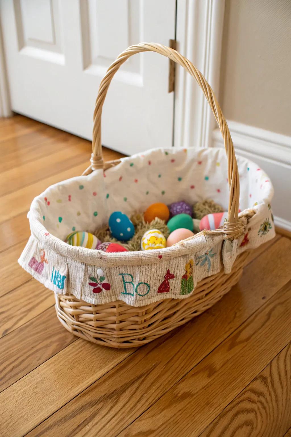 A unique personalized insert makes this Easter basket memorable.