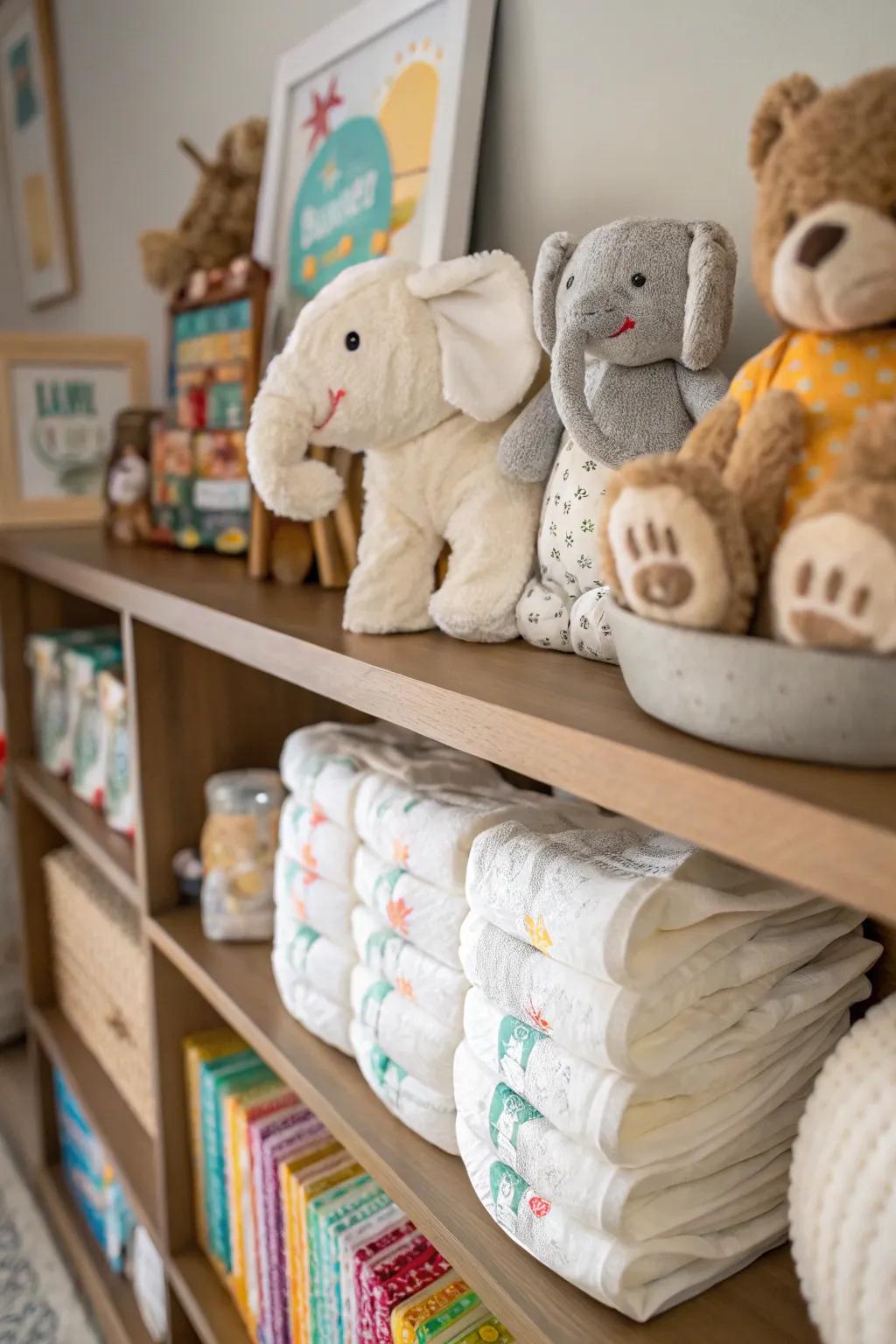 An enchanting assortment of diaper critters introducing a playful dimension.