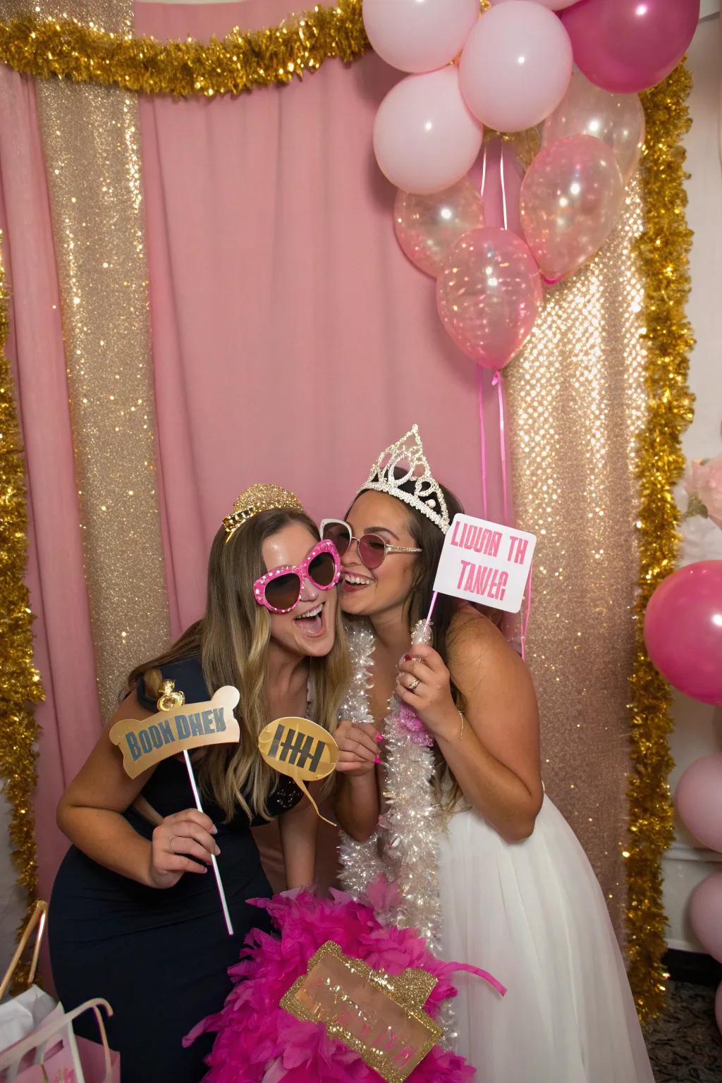 An enjoyable photo area with themed accessories and backdrop.