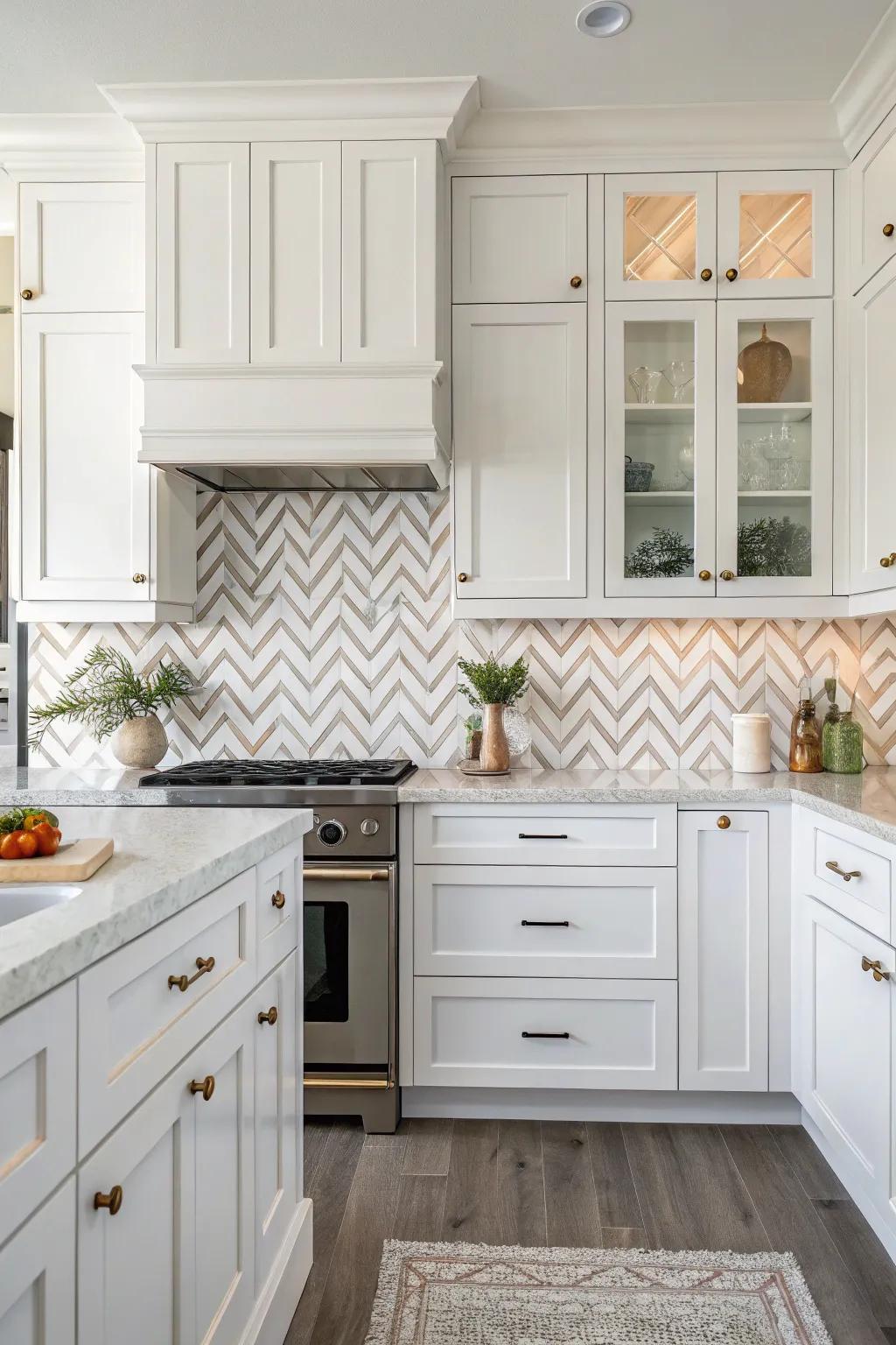 Chevron patterns add dynamic movement.
