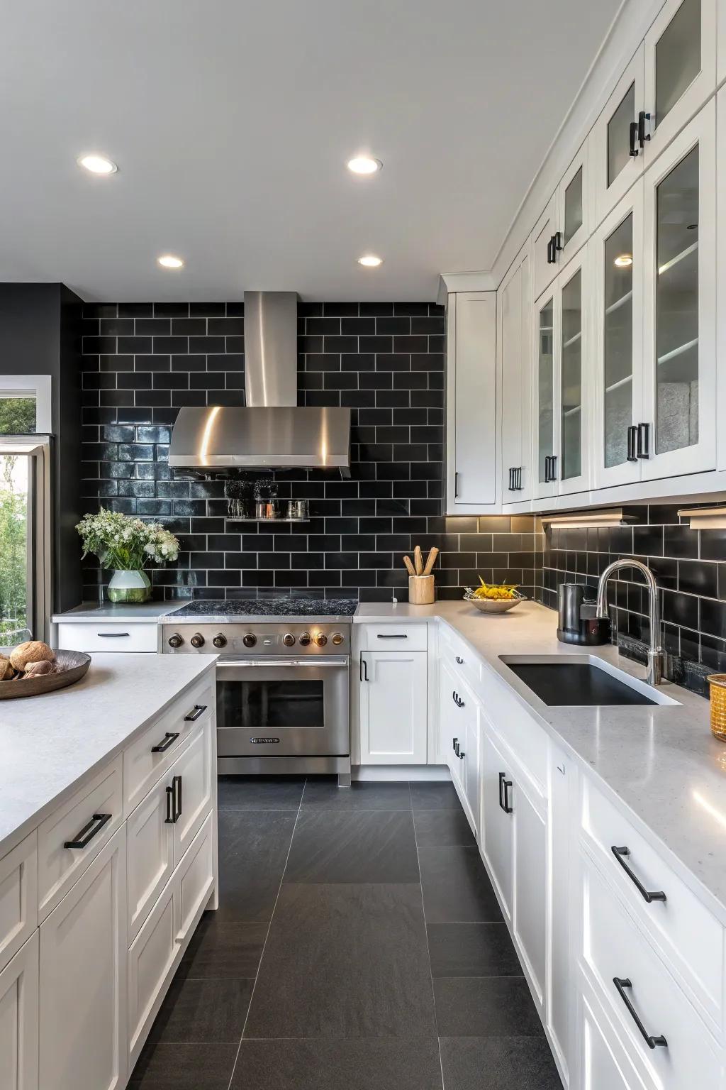 Plain dark pieces offer a strong and elegant style.