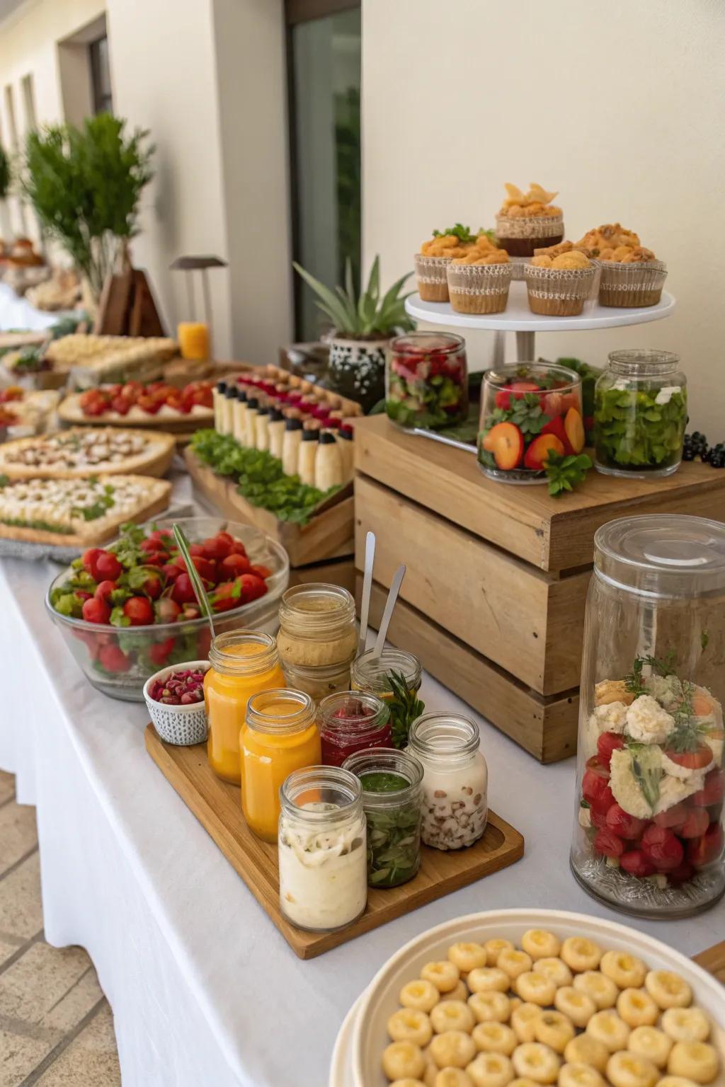 A sophisticated self-serve setup offers both flair and convenience for guests.