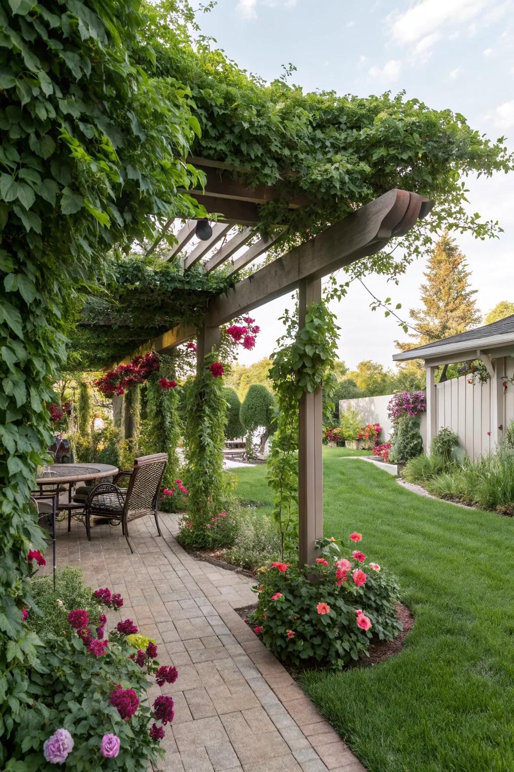 Pergolas provide shade and an elegant architectural component.