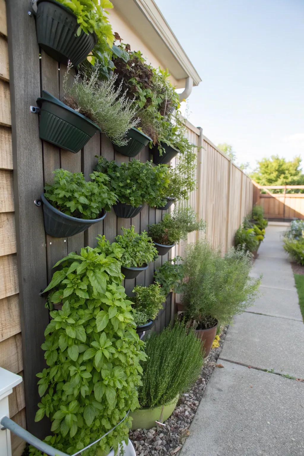 Vertical herb patches embody both beauty and utility.