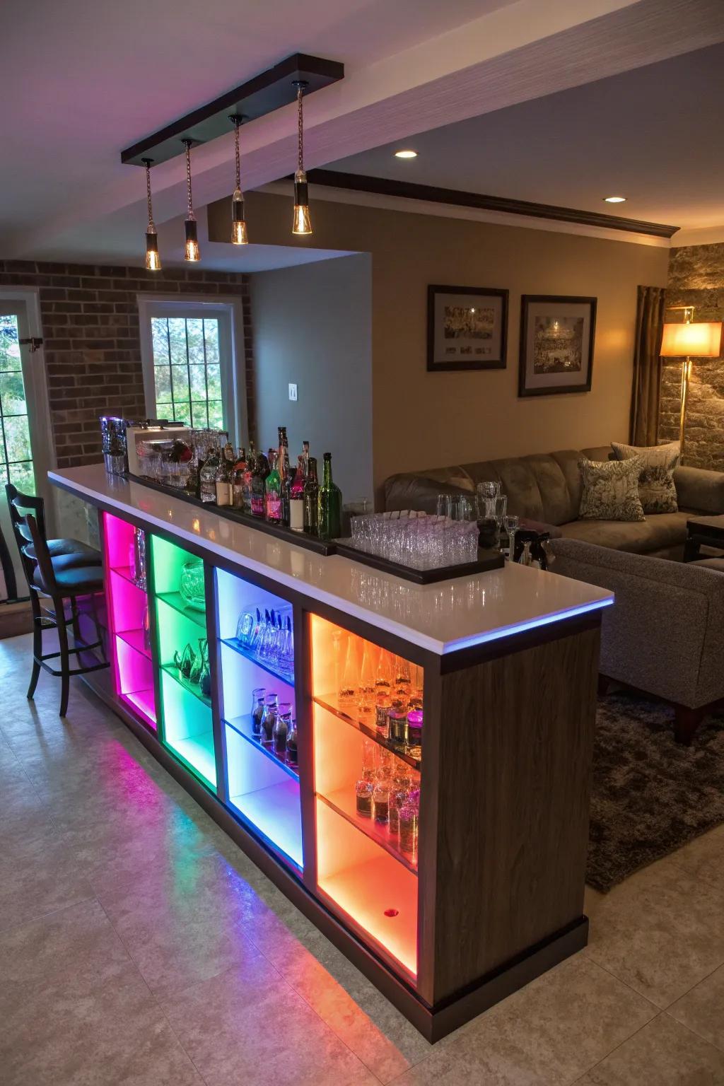 Versatile LEDs offer a dynamic and customizable atmosphere.