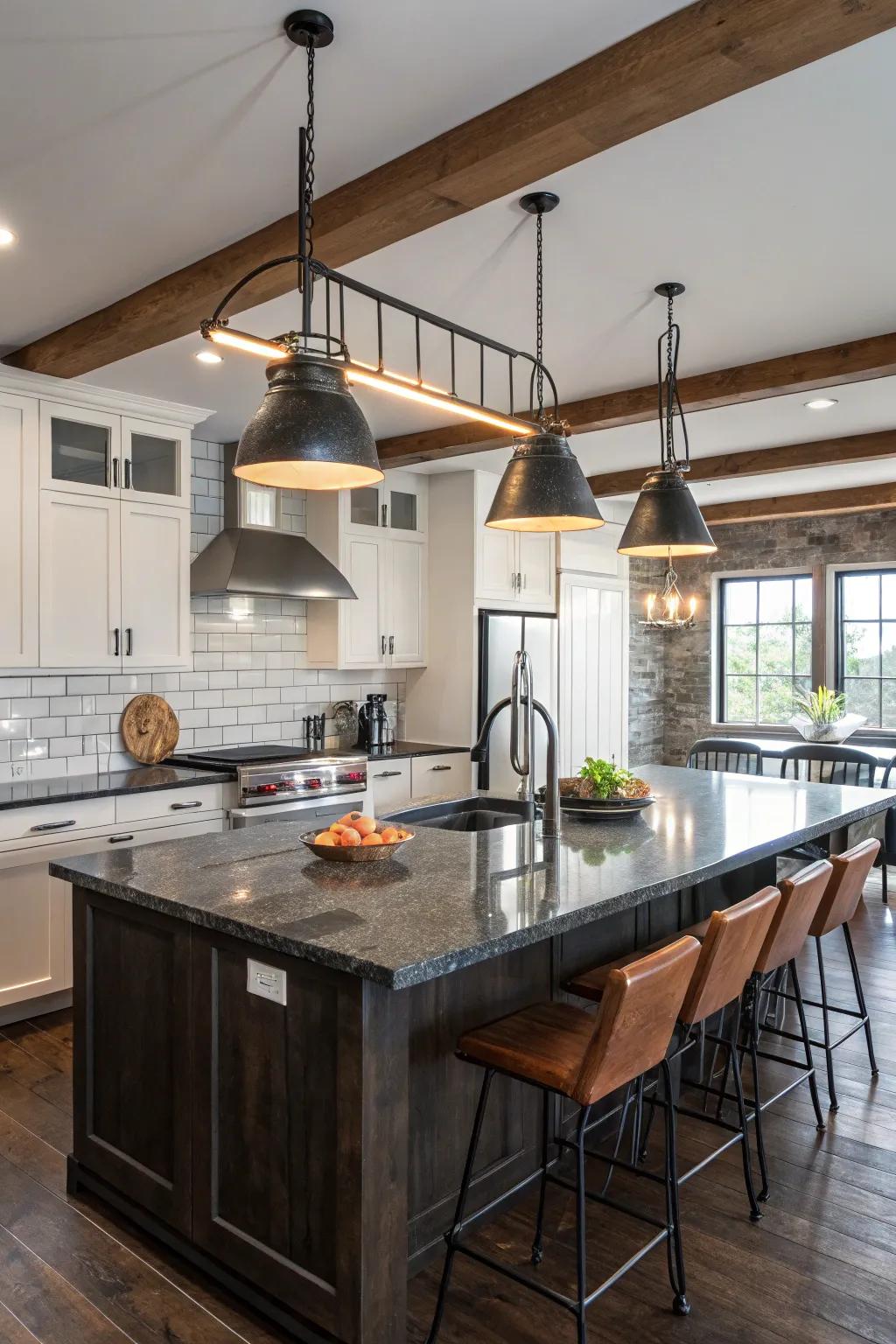 Hanging lights add style and charm to barn conversions.