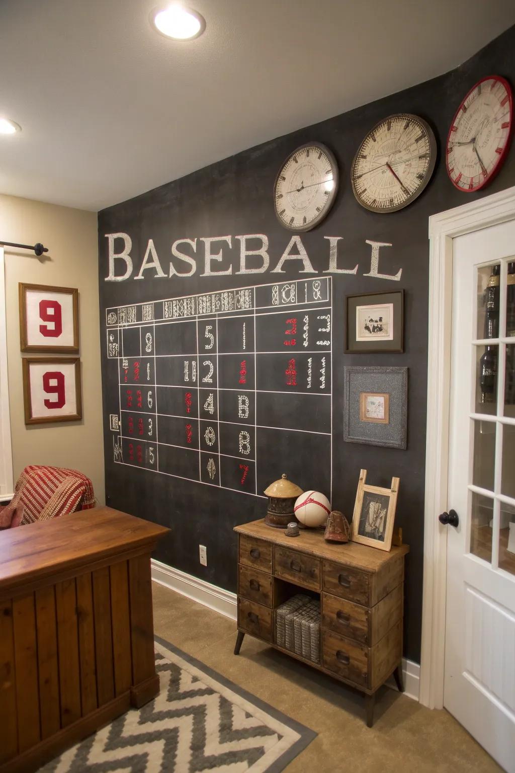A chalkboard adds a fun, interactive aspect to any room.