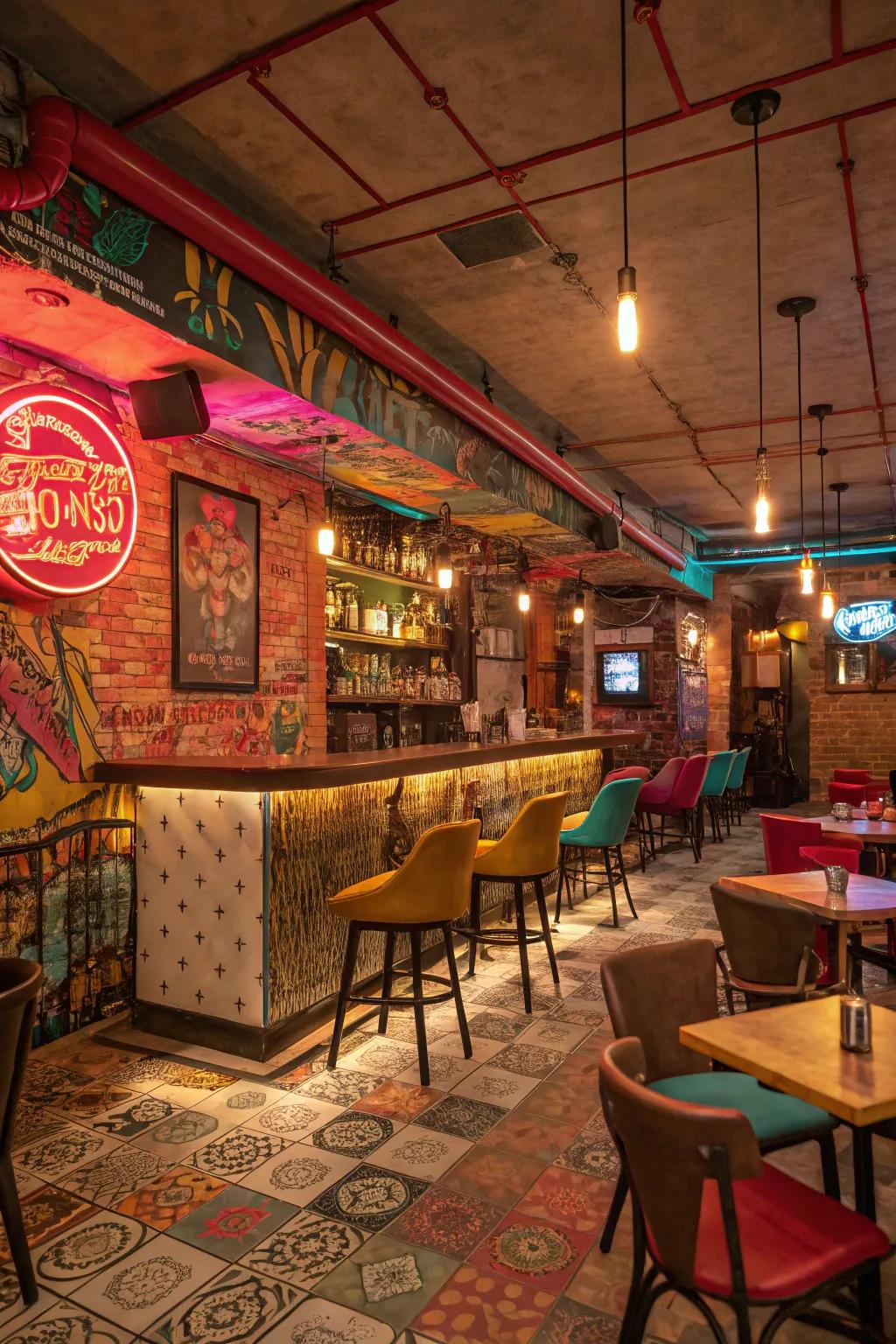 Bold colors contribute personality and vibrancy to your bar.