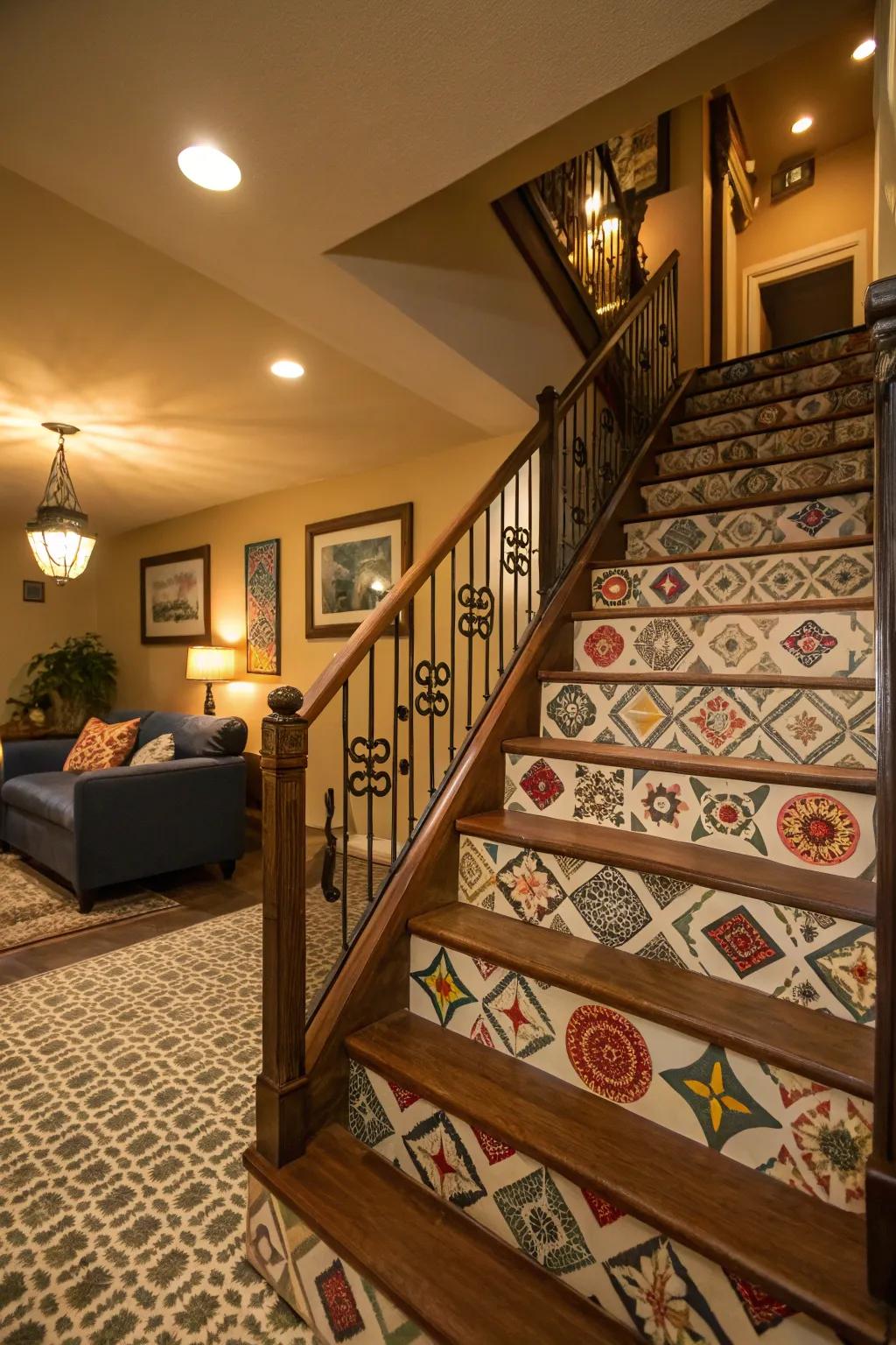 Patterned railings add a playful accent to your staircase.