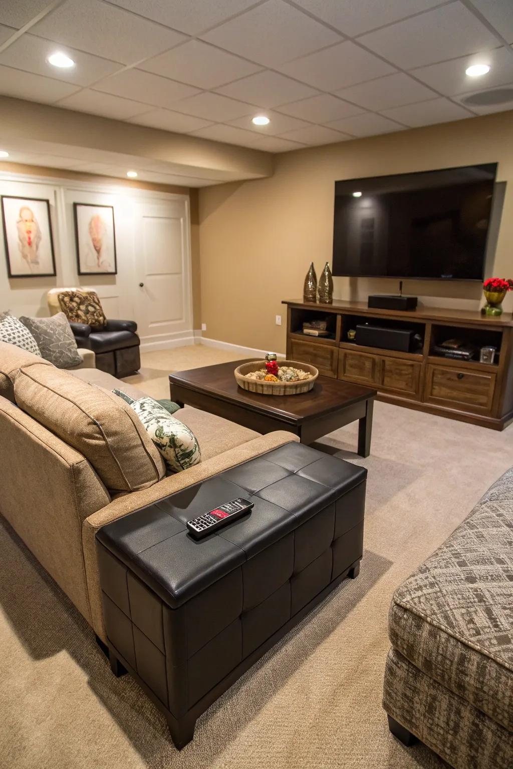 Multi-purpose furniture maximizes space and utility.