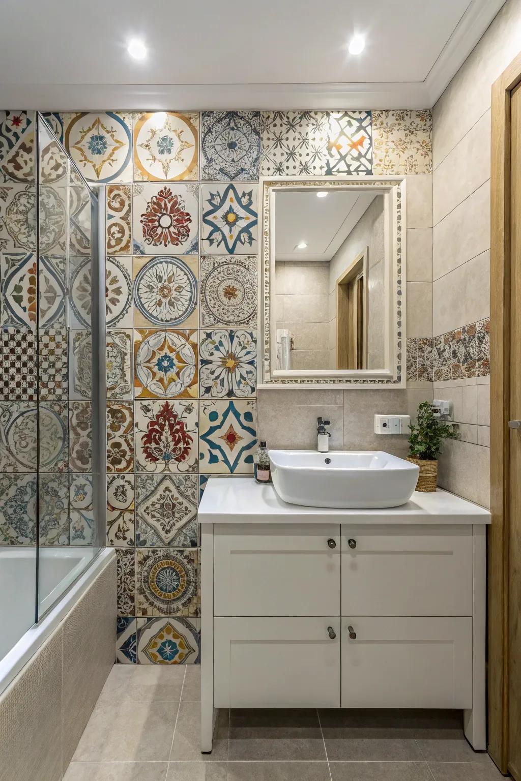 Artistic tiles turn walls into beautiful masterpieces.