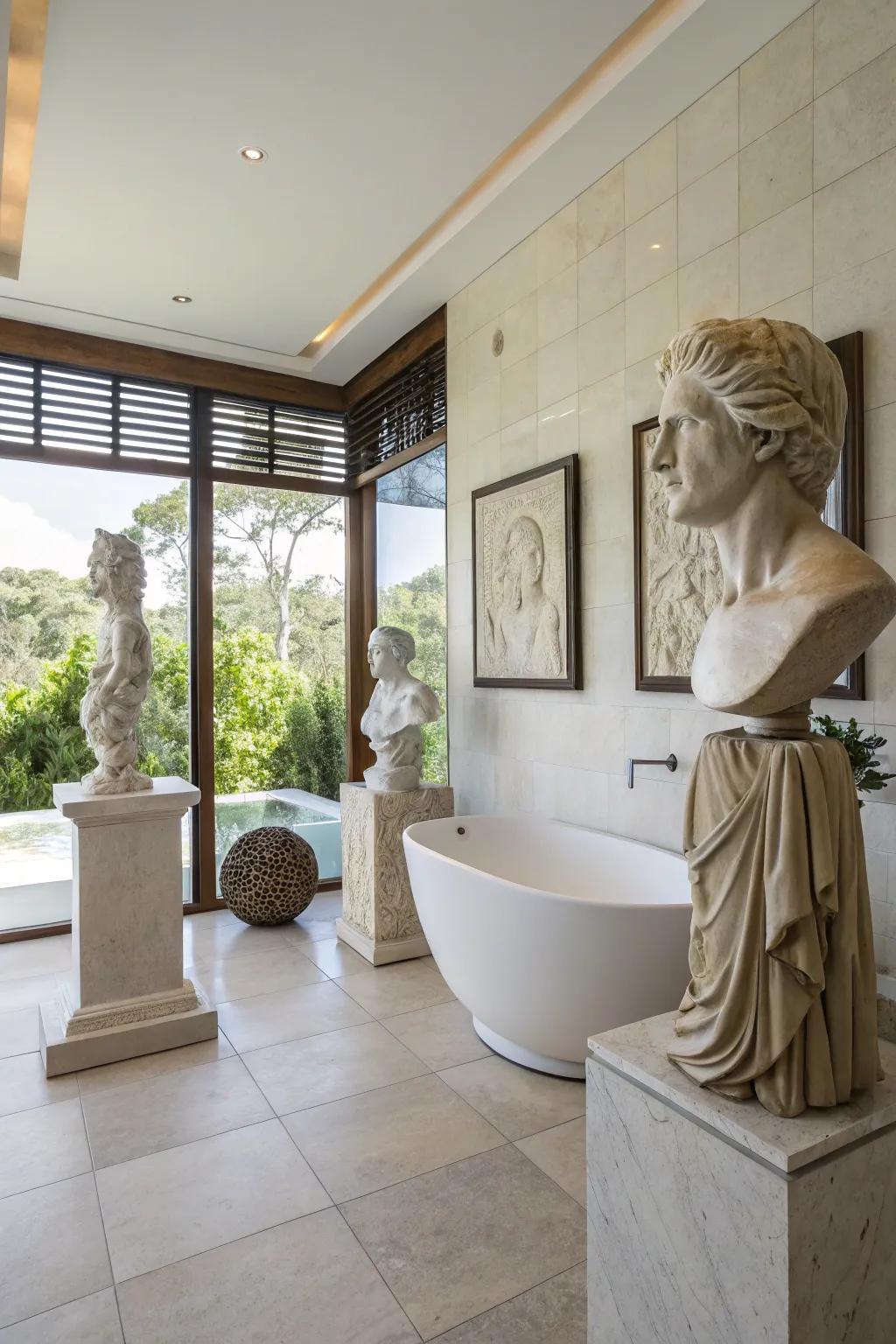 Three-dimensional art enhances with intriguing depth and texture.