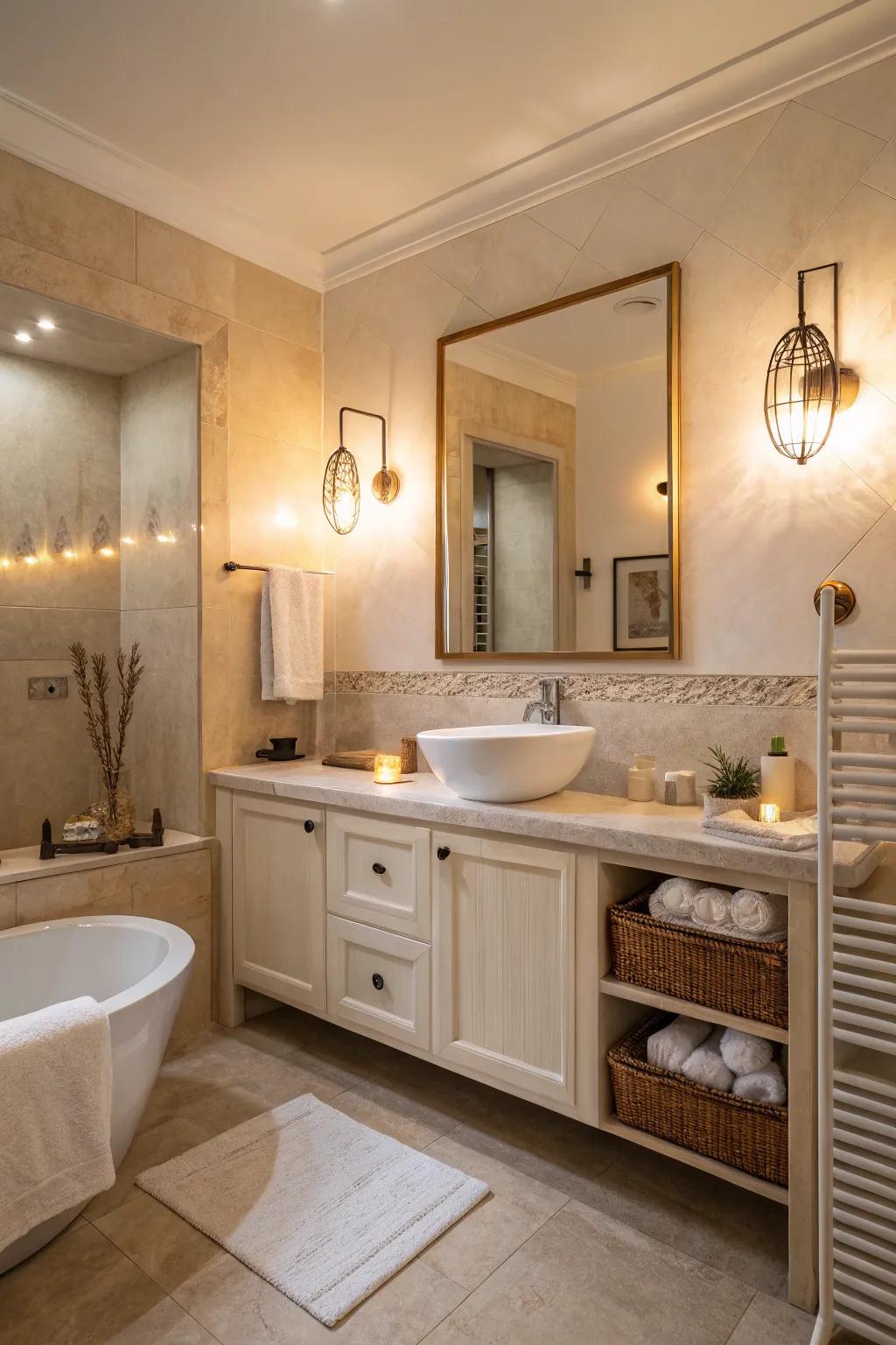 Cozy lamps suit a subdued color arrangement exquisitely.