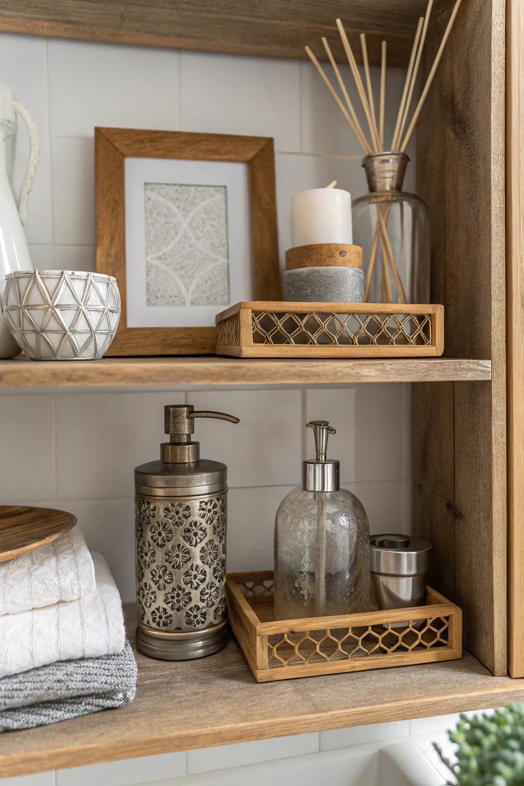A mix of materials introduces depth and intrigue.