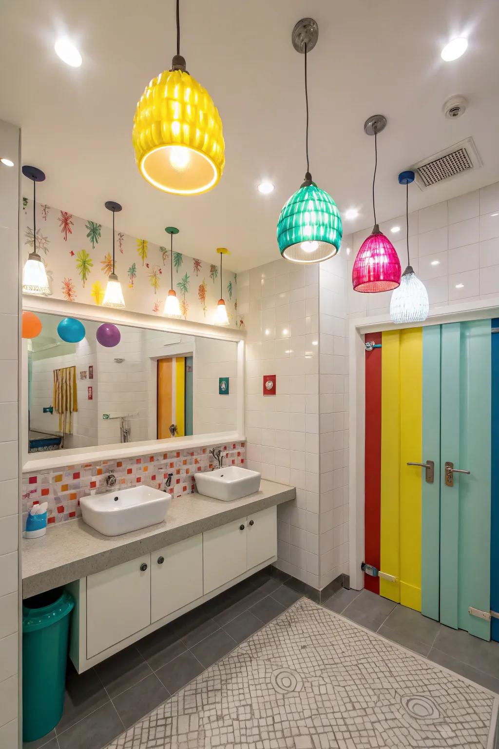 Your bathroom will be filled with personality and charm thanks to colorful lights.