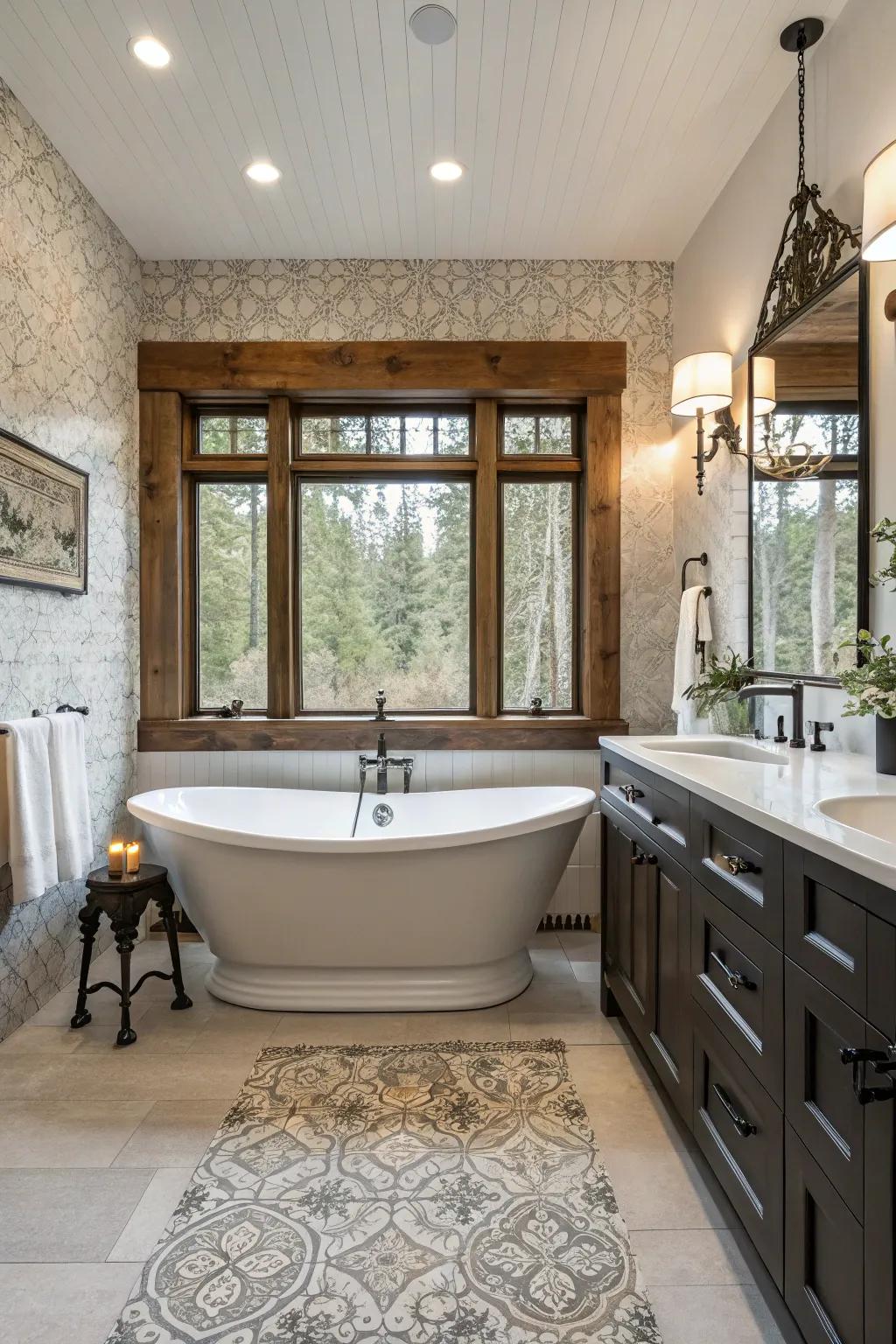 A bathroom where vintage charm intersects with modern style.