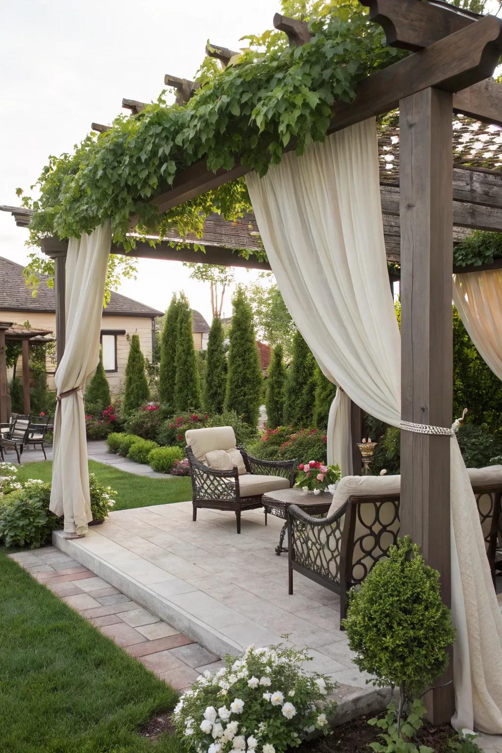 A covered space evolves into a shaded retreat in your backyard.