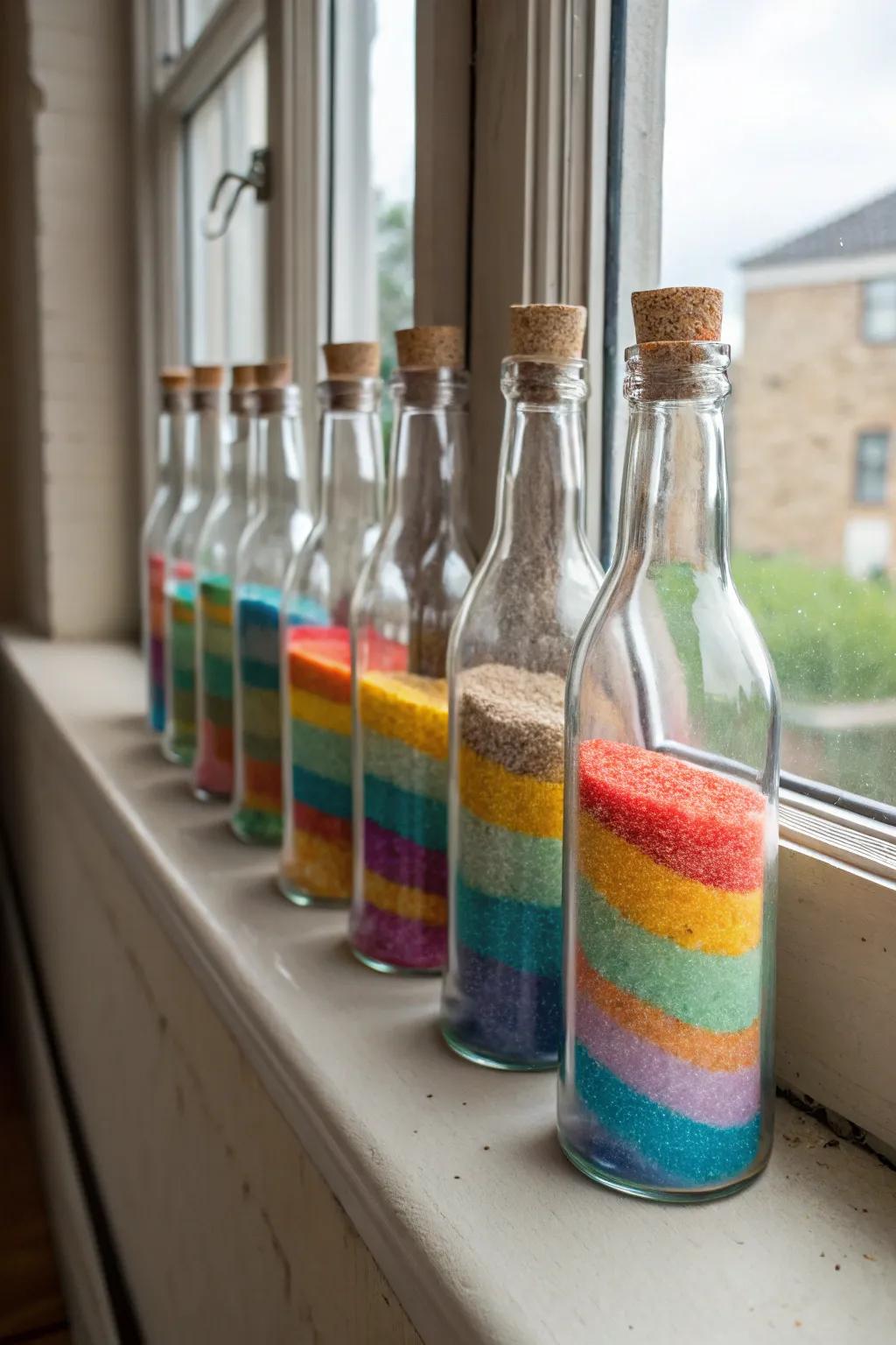 Brighten your interior with vibrant sand creation bottles.