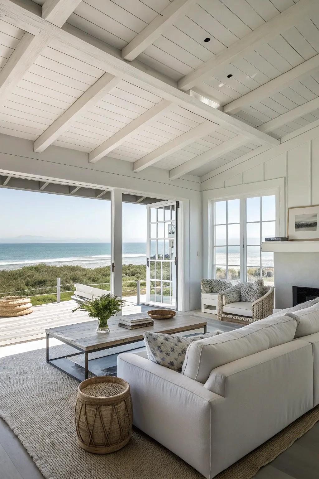 Simplified decor that accentuates the natural beauty of the beach house setting.
