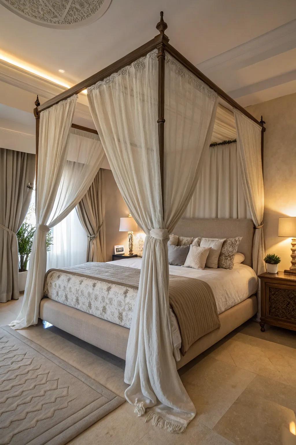 A canopy bed base delivers endless customization opportunities.