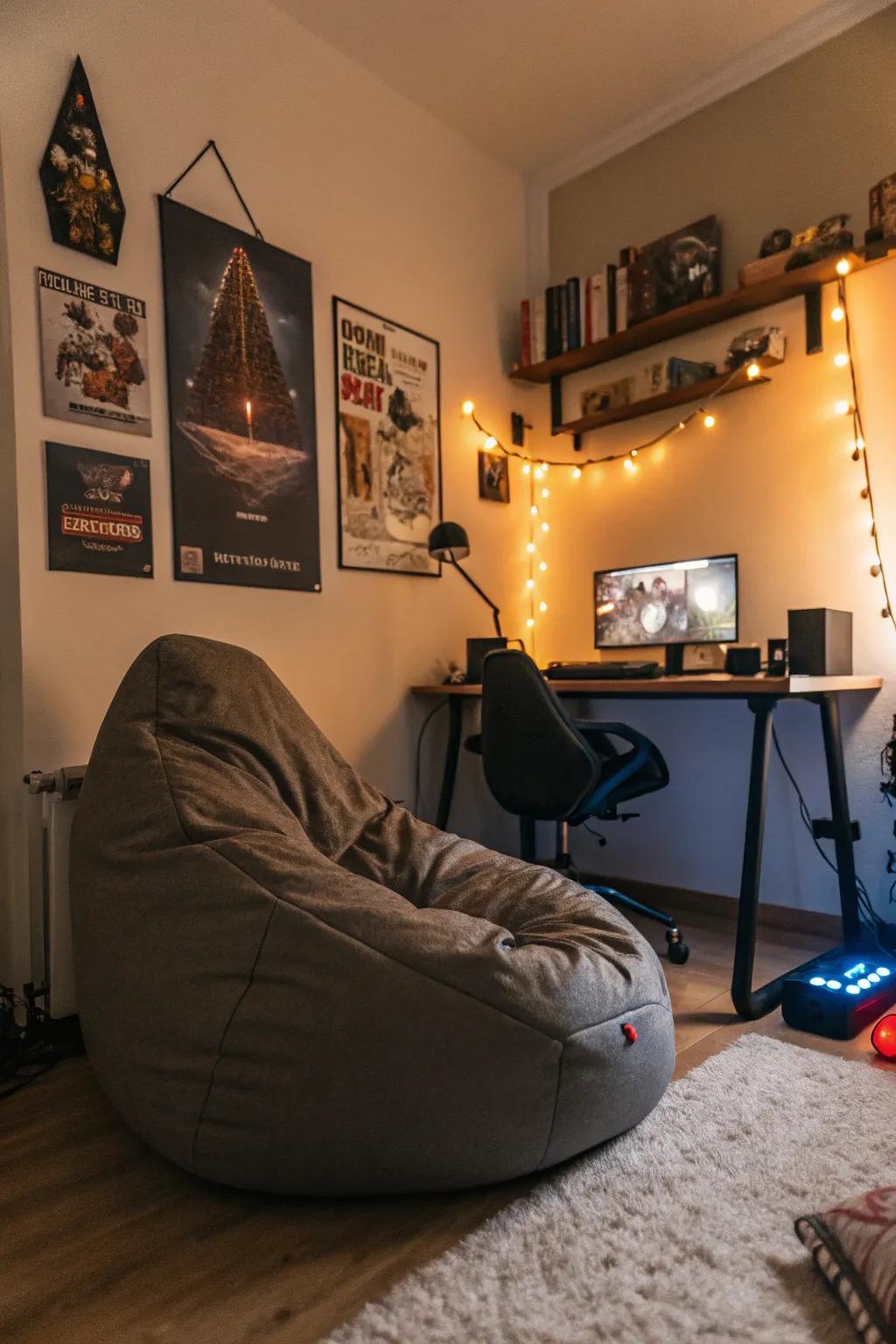 Soft seats make your gaming space comfy.