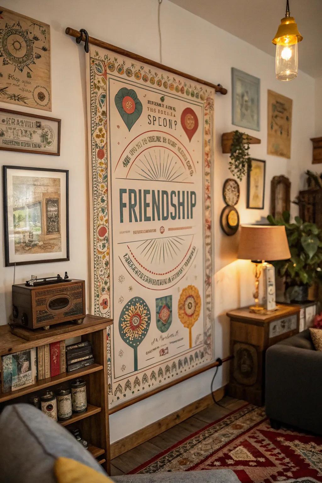 A retro-themed collage blending vintage vibes with contemporary friendship elements.