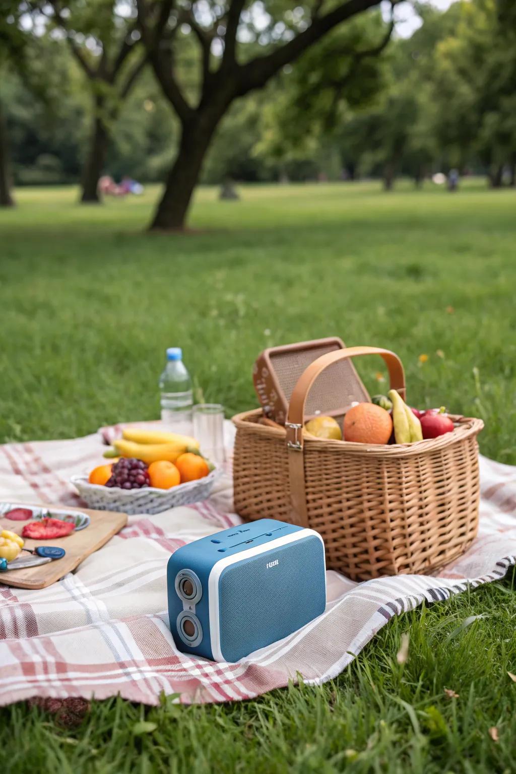 Transportable audio systems are ideal for picnics and adventures outdoors.