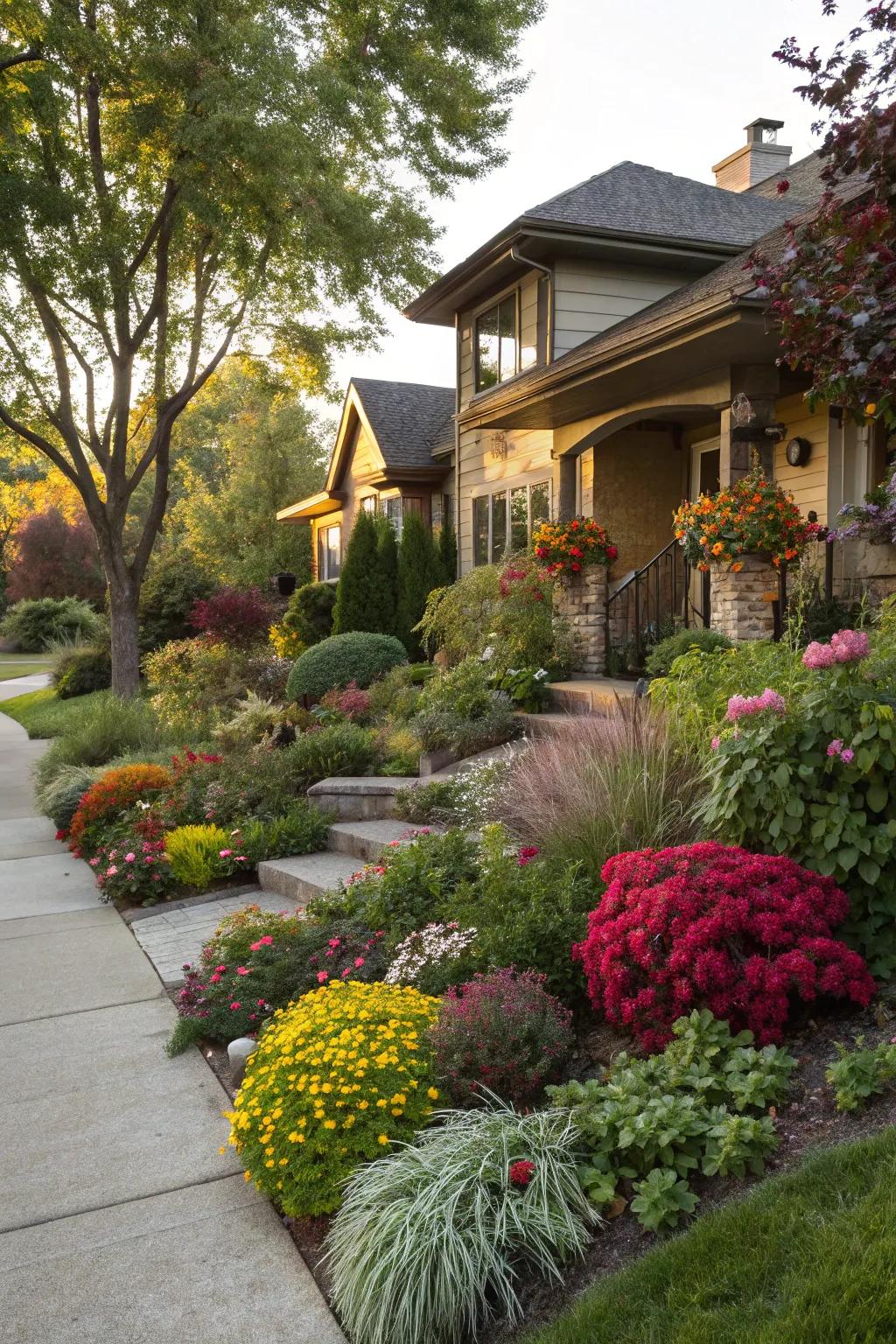 A diverse range of plants enriches your yard with captivating texture and color.