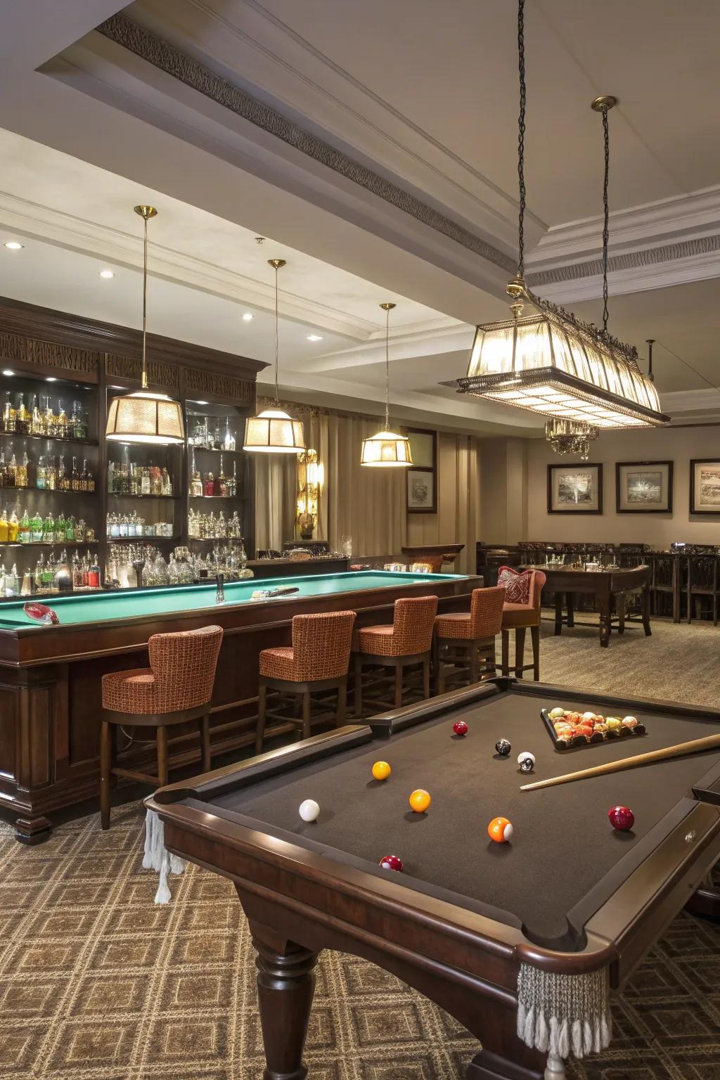 A beverage zone enhances the social aspect of your billiard hall.