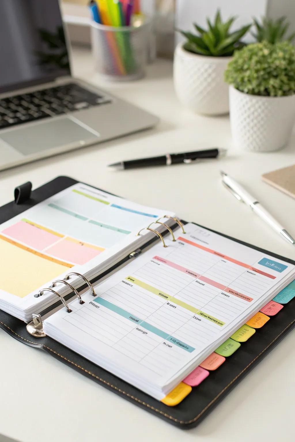 A binder streamlined to hold numerous subjects efficiently.