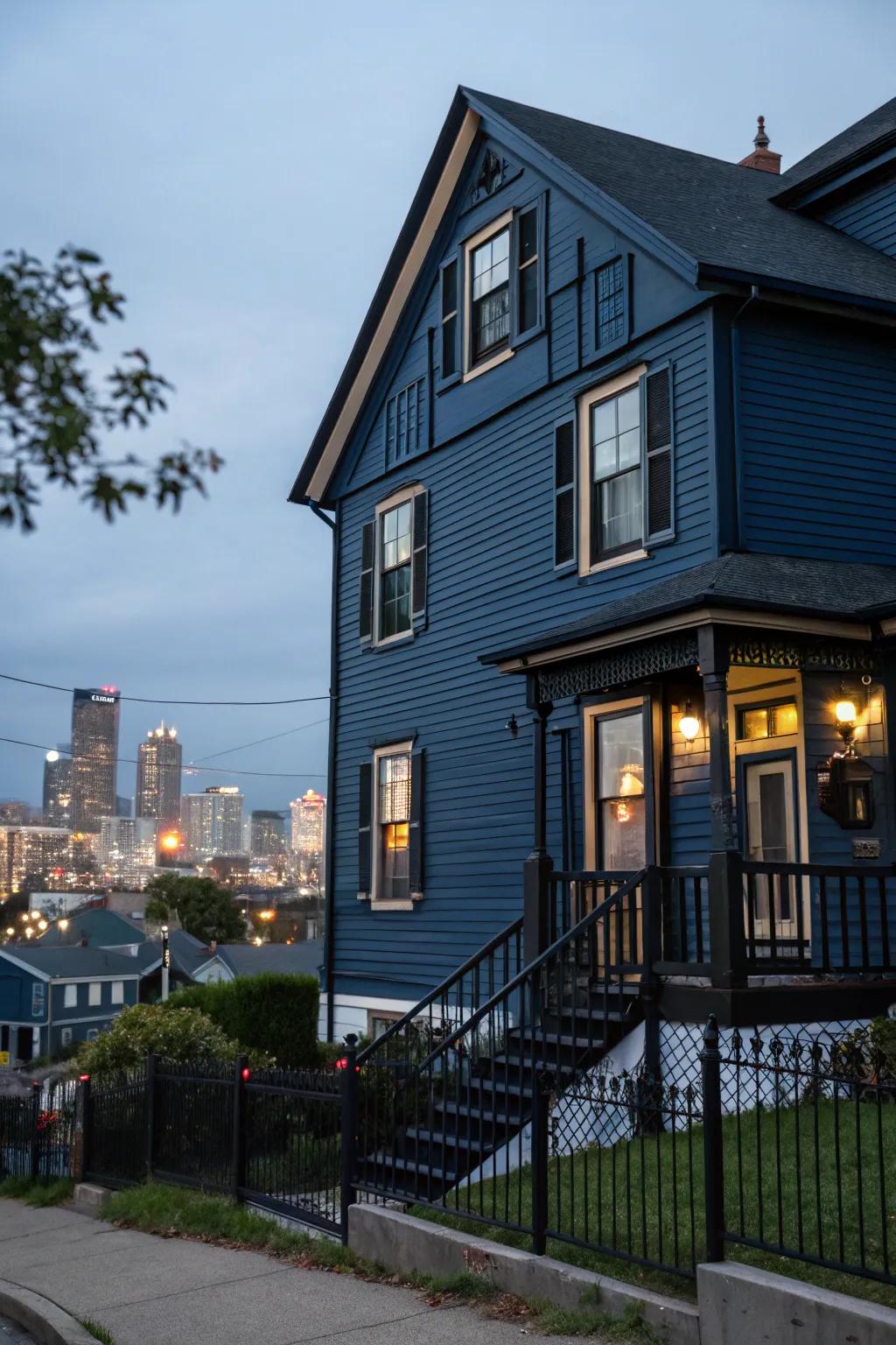 Deep features establish a striking contrast on blue exteriors.